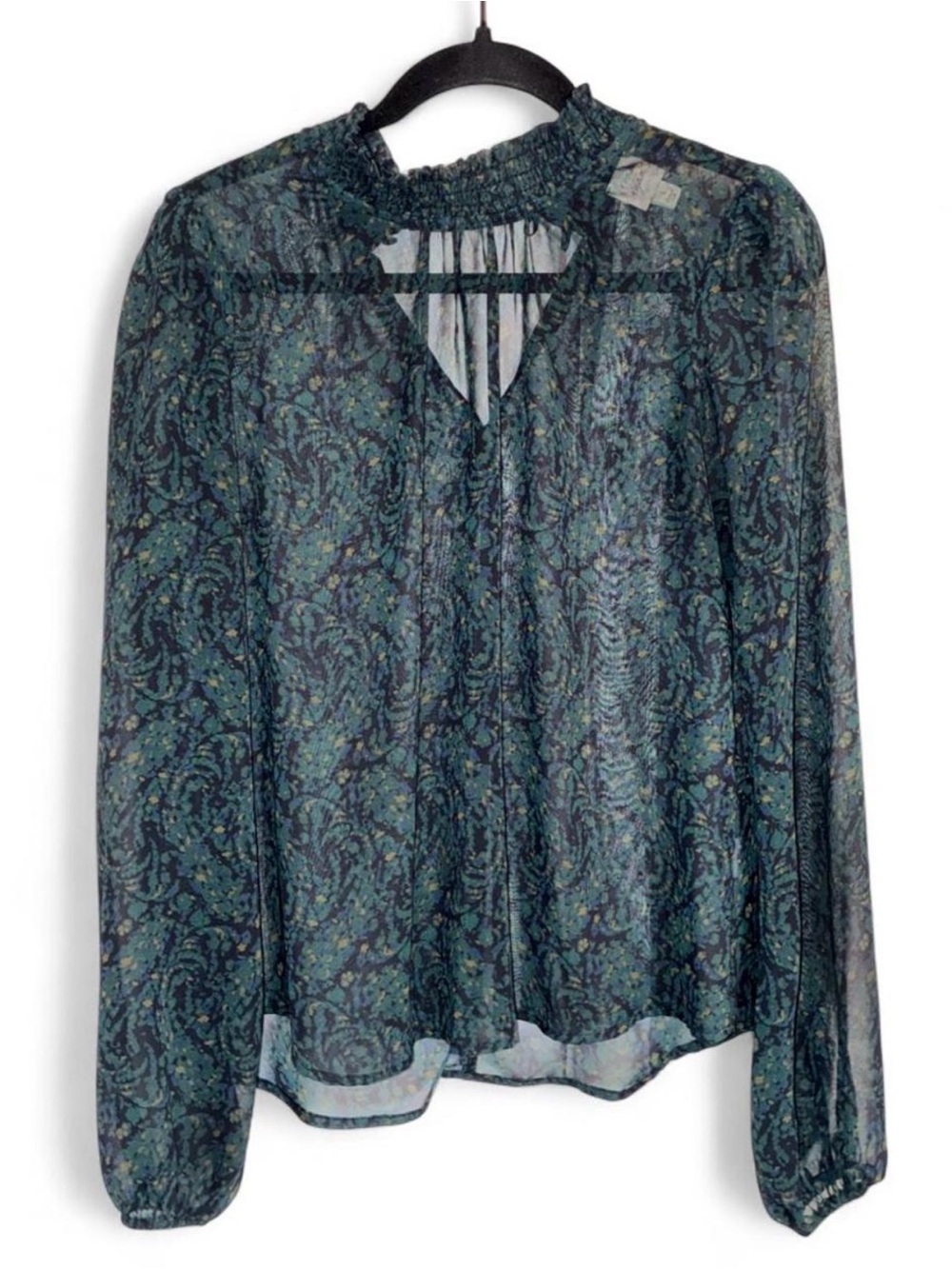 Roan + Ryan Sheer Highneck Chiffon blouse Small